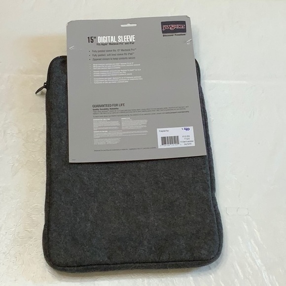 Jansport 15” 2.0 DIGITAL SLEEVE - Grey/Tartan Plaid - Picture 4 of 7